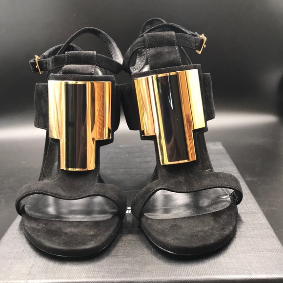 YSL SAINT LAURENT Paris Kid Scamosciato Blk Gold - Picture 3 of 8